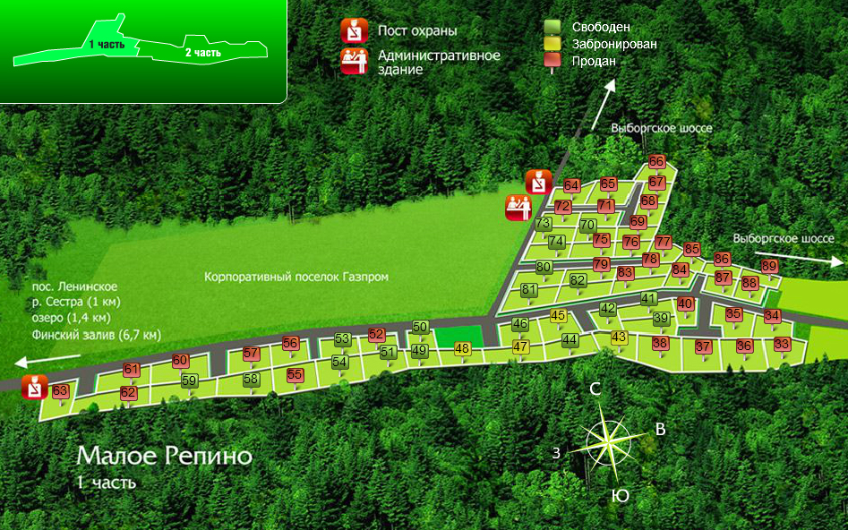 Репино карта поселка